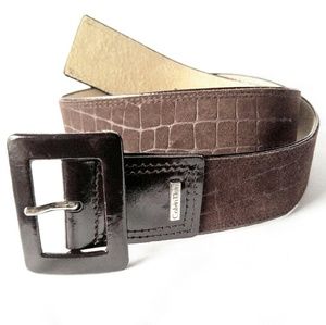 NWT Calvin Klein Brown Leather Belt-Reptile-Medium